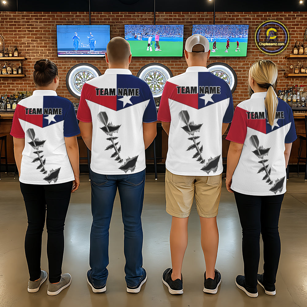 Personalized Texas Flag Steel Tip Dart Polo & 1/4 Zip For Women Custom Texas Darts Team Jersey TDM5451