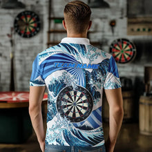 Load image into Gallery viewer, Personalized Blue Darts Waves Sea Darts Polo &amp; Quarter Zip Custom Men Dart Shirts Funny Dart Jersey TDM3419