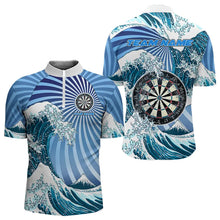 Load image into Gallery viewer, Personalized Blue Darts Waves Sea Darts Polo &amp; Quarter Zip Custom Men Dart Shirts Funny Dart Jersey TDM3419