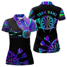 Load image into Gallery viewer, Neon Purple Blue Tie Dye Darts Shirt With Pocket For Women Custom Dart Jersey TDM3559