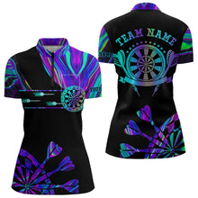 Load image into Gallery viewer, Neon Purple Blue Tie Dye Darts Shirt With Pocket For Women Custom Dart Jersey TDM3559