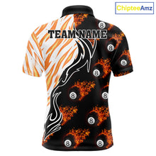 Load image into Gallery viewer, Personalized Fire Flame 8 Ball Pool Billiard Shirt For Men, Billiard Team Jersey Polo &amp; 1/4 Zip TDM5926