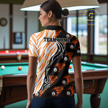 Load image into Gallery viewer, Personalized Fire Flame 8 Ball Pool Billiard Shirt For Women, Billiard Team Jersey Polo &amp; 1/4 Zip TDM5926