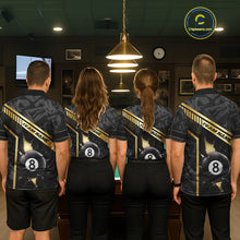 Load image into Gallery viewer, Black And Gold 8 Ball Break Glass Billiard Shirt For Women Custom Pool Team Jersey Polo &amp; 1/4 Zip TDM6069