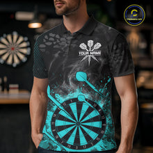 Load image into Gallery viewer, Turquoise Dartboard Splatter Smoke Darts Shirt For Men Custom Darts Team Jersey Polo &amp; 1/4 Zip TDM6504