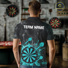 Load image into Gallery viewer, Turquoise Dartboard Splatter Smoke Darts Shirt For Men Custom Darts Team Jersey Polo &amp; 1/4 Zip TDM6504