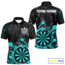 Load image into Gallery viewer, Turquoise Dartboard Splatter Smoke Darts Shirt For Men Custom Darts Team Jersey Polo &amp; 1/4 Zip TDM6504