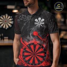 Load image into Gallery viewer, Red Dartboard Splatter Smoke Darts Shirt For Men Custom Grunge Darts Team Jersey Polo &amp; 1/4 Zip TDM6505