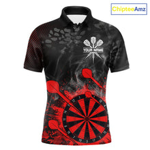Load image into Gallery viewer, Red Dartboard Splatter Smoke Darts Shirt For Men Custom Grunge Darts Team Jersey Polo &amp; 1/4 Zip TDM6505