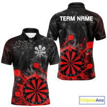 Load image into Gallery viewer, Red Dartboard Splatter Smoke Darts Shirt For Men Custom Grunge Darts Team Jersey Polo &amp; 1/4 Zip TDM6505