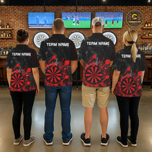 Load image into Gallery viewer, Red Dartboard Splatter Smoke Darts Shirt For Men Custom Grunge Darts Team Jersey Polo &amp; 1/4 Zip TDM6505
