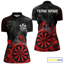 Load image into Gallery viewer, Red Dartboard Splatter Smoke Darts Shirt For Women Custom Grunge Darts Team Jersey Polo &amp; 1/4 Zip TDM6505