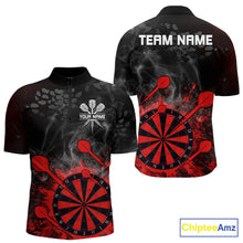 Load image into Gallery viewer, Red Dartboard Splatter Smoke Darts Shirt For Men Custom Grunge Darts Team Jersey Polo &amp; 1/4 Zip TDM6505