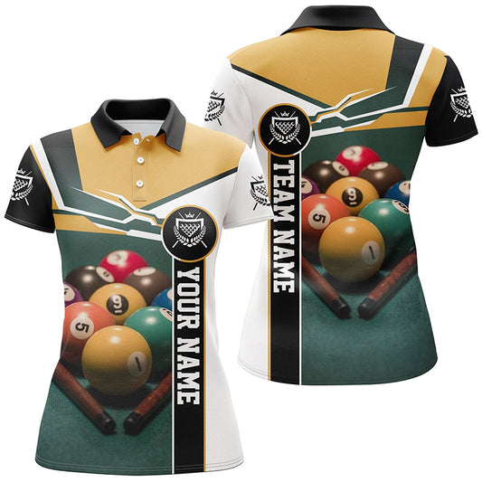 Personalized Name Billiards Ball Games 3D All Over Print Billiard Polo Shirts For Women TDM0101