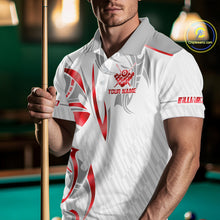 Load image into Gallery viewer, White And Red Crown 8 Ball Men&#39;s Billiards Shirts Custom Billiard Jersey Team Polo &amp; 1/4 Zip TDM5212