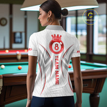 Load image into Gallery viewer, White And Red Crown 8 Ball Women&#39;s Billiards Shirts Custom Billiard Jersey Team Polo &amp; 1/4 Zip TDM5212