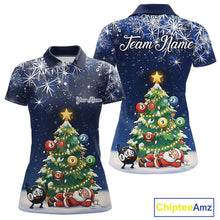 Load image into Gallery viewer, Funny Santa Christmas Billiard Balls Pine Tree Pool Shirt For Women Custom Xmas Billiard Gifts TDM5216