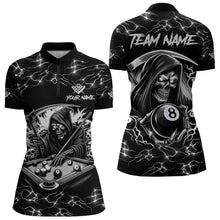 Load image into Gallery viewer, Black White Funny Death Skeleton 8 Ball Pool Women Billiard Shirts Custom Lightning Billiard Jerseys TDM3726