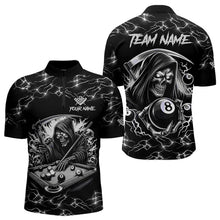 Load image into Gallery viewer, Black White Funny Death Skeleton 8 Ball Pool Men Billiard Shirts Custom Lightning Billiard Jerseys TDM3726