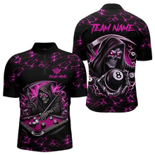 Load image into Gallery viewer, Pink Funny Death Skeleton 8 Ball Pool Men Billiard Shirts Custom Lightning Billiard Jerseys TDM3727