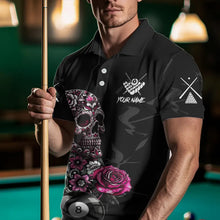 Load image into Gallery viewer, Personalized Pink Funny Skull Roses 8 Ball Billiard Shirts For Men Custom Pool Team Shirts TDM3729