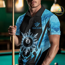 Load image into Gallery viewer, Black And Blue 8 Ball Pool Ice Billiard Shirt For Men, Funny Pool Team Jersey Polo &amp; 1/4 Zip TDM6338