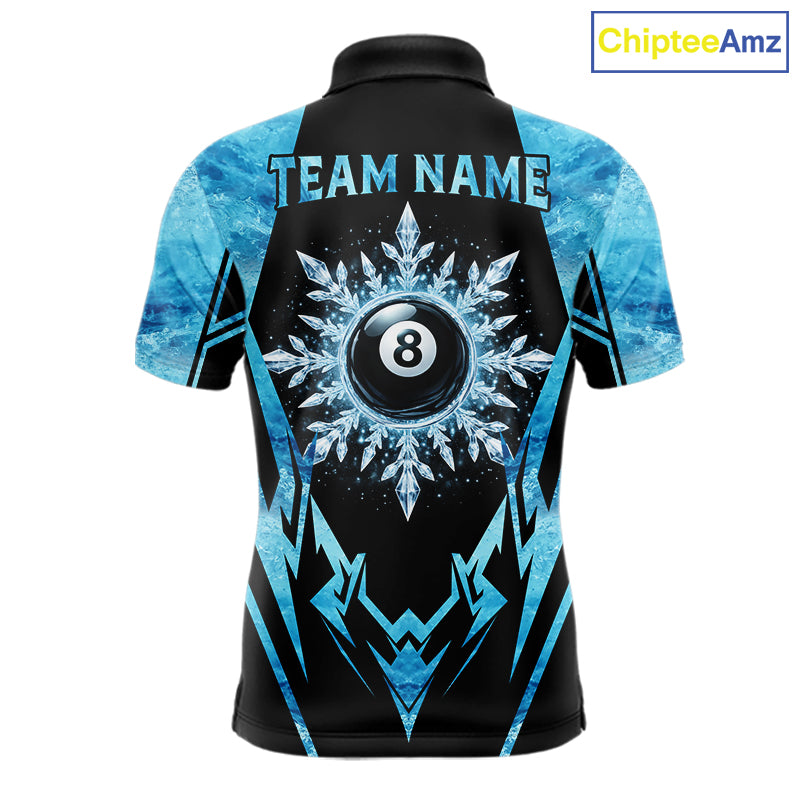 Black And Blue 8 Ball Pool Ice Billiard Shirt For Men, Funny Pool Team Jersey Polo & 1/4 Zip TDM6338