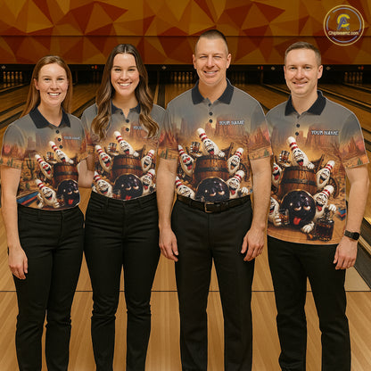 Funny Bourbon Drunk Bowling Pins Vintage Bowling Shirts For Women Custom Bowling Team Jersey TDM7251