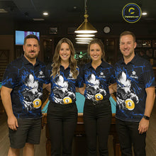 Load image into Gallery viewer, Personalized 9 Ball Pool Wolf Billiard Shirts For Men, Billiard Team Jersey Polo &amp; 1/4 Zip |Blue TDM5468