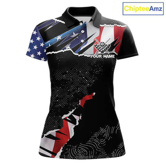 American Flag 8 Ball Aim Shoot Swear Repeat Women's Billiard Shirt Custom Pool Jersey Polo & 1/4 Zip TDM5928