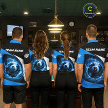 Load image into Gallery viewer, Blue 8 Ball Pool Billiard Shirt For Men Custom Glowing Billiard Team Jersey Polo &amp; 1/4 Zip TDM6341