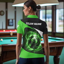 Load image into Gallery viewer, Green 8 Ball Pool Billiard Shirt For Women Custom Glowing Billiard Team Jersey Polo &amp; 1/4 Zip TDM6342