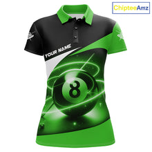 Load image into Gallery viewer, Green 8 Ball Pool Billiard Shirt For Women Custom Glowing Billiard Team Jersey Polo &amp; 1/4 Zip TDM6342