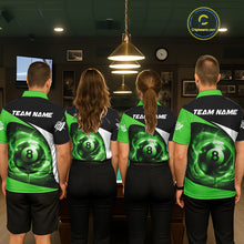 Load image into Gallery viewer, Green 8 Ball Pool Billiard Shirt For Women Custom Glowing Billiard Team Jersey Polo &amp; 1/4 Zip TDM6342