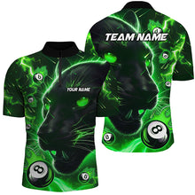 Load image into Gallery viewer, Personalized Green 8 Ball Pool Panther 3D Billiard Shirts For Men, Team League Billiard Jerseys TDM2245
