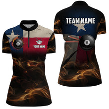Load image into Gallery viewer, Personalized Texas Flag Vintage Smoke Billiard Shirts For Women, Patriotic Billiard Team Jerseys TDM2501