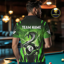 Load image into Gallery viewer, Personalized Thunder Lightning Cobra Snake Men Billiard Shirt, 8 Ball Billiard Team Jerseys |Green TDM2750
