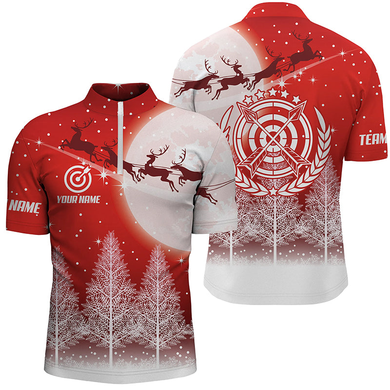 Funny Christmas Pine Trees Archery Men Quarter-Zip Shirts Custom Cute Christmas Shirts  TDM0591