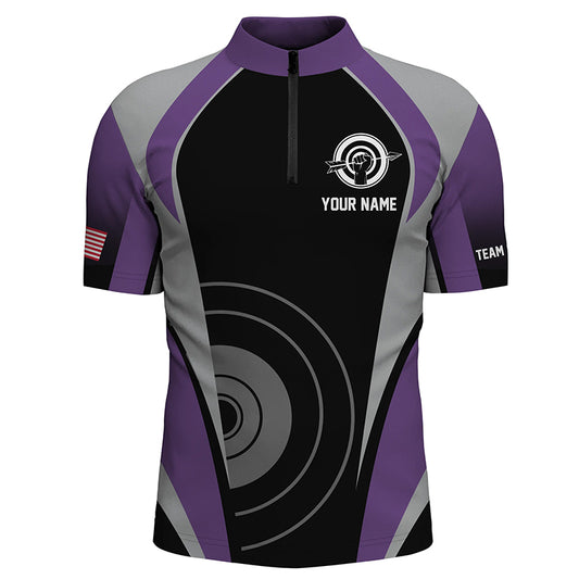 Personalized Purple Archery Jerseys Men Quarter-Zip Shirts Custom Archery Uniform For Team TDM0462
