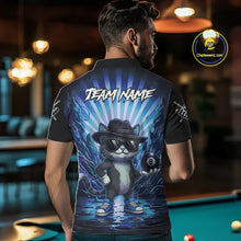 Load image into Gallery viewer, Funny Cat 8 Ball Billiard Shirt For Men Custom Blue Neon Graffiti Billiard Jersey Polo &amp; 1/4 Zip TDM5742