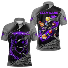 Load image into Gallery viewer, Personalized Panther Lightning 3D Billiard Balls Pool Shirts For Men, Billiard League Jersey|Purple TDM3737