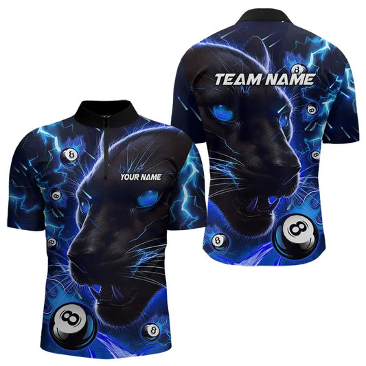 Personalized Blue 8 Ball Pool Panther 3D Billiard Shirts For Men, Team League Billiard Jerseys TDM3738
