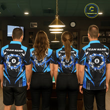 Load image into Gallery viewer, Funny Break 8 Ball Billiard Shirt For Women Custom Black And Blue Pool Team Jersey Polo, 1/4 Zip TDM6099
