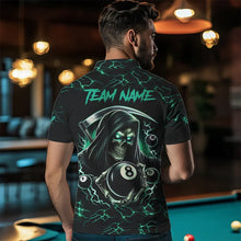Load image into Gallery viewer, Turquoise Funny Death Skeleton 8 Ball Pool Men Billiard Shirts Custom Lightning Billiard Jerseys TDM2040