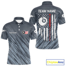 Load image into Gallery viewer, Personalized Billiard US Flag 8 Ball Pool Shirt For Men, Billiard Team Jersey Polo &amp; 1/4 Zip TDM5217