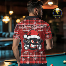 Load image into Gallery viewer, Funny Santa 8 Ball Pool Men&#39;s Billiard Shirt Custom Red Plaid Snowflake Christmas Billiard Jersey TDM5223