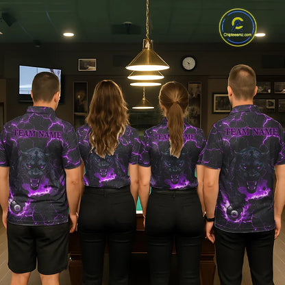 Purple 8 Ball Panther Fire Billiard Shirt For Women Custom Pool Team Shirt, Billiard League Jersey TDM5485