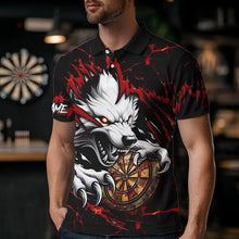 Load image into Gallery viewer, Personalized Wolf Lightning Darts Polo &amp; Quarter Zip Custom Dart Shirts For Men Darts Jerseys |Red TDM3443