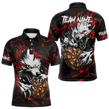Load image into Gallery viewer, Personalized Wolf Lightning Darts Polo &amp; Quarter Zip Custom Dart Shirts For Men Darts Jerseys |Red TDM3443