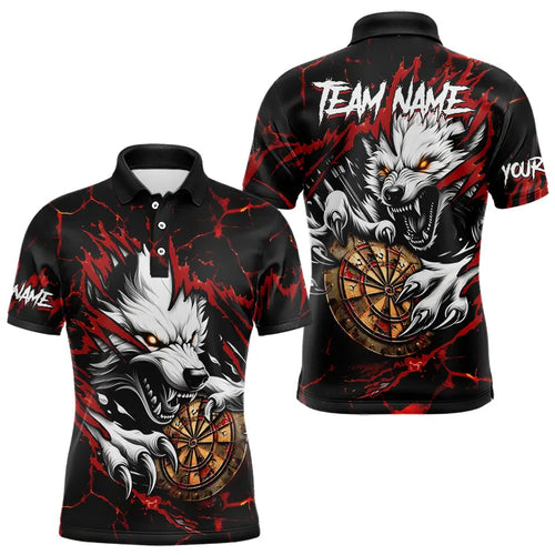 Personalized Wolf Lightning Darts Polo & Quarter Zip Custom Dart Shirts For Men Darts Jerseys |Red TDM3443